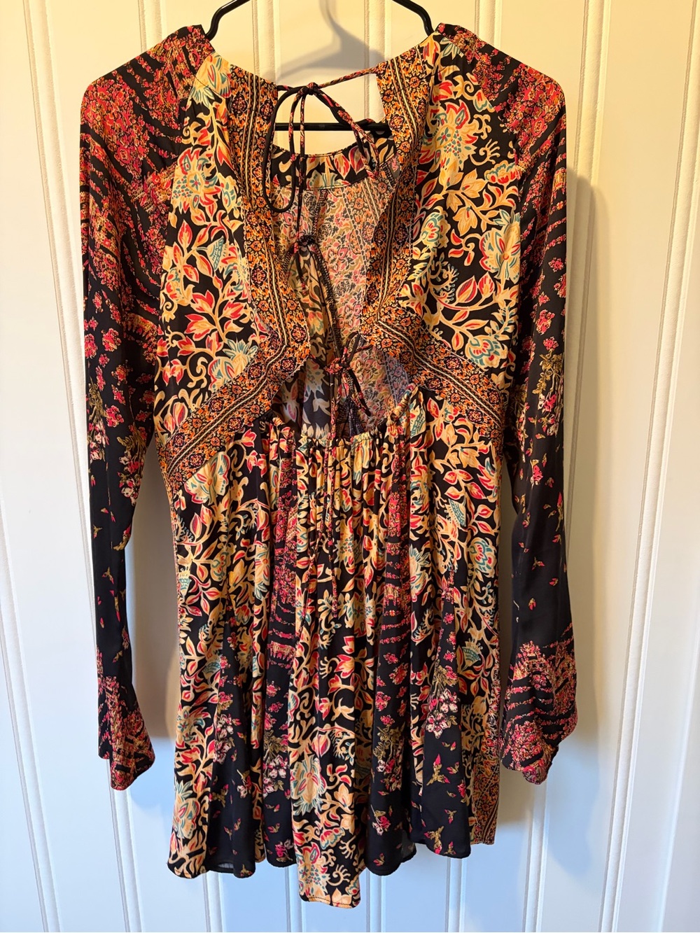 Free People Stevie Floral Boho Bell Sleeve Tunic Size Medium - Picture 9 of 12